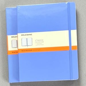 2 Moleskine Classic Collection Hardcover Notebooks, NWT Hydrangea Blue, 7.5"x9.7